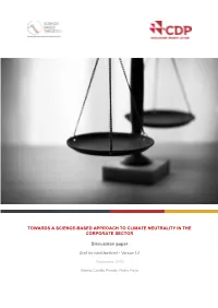 TOWARDS a SCIENCE-BASED APPROACH to CLIMATE NEUTRALITY in the CORPORATE SECTOR Discussion Paper
