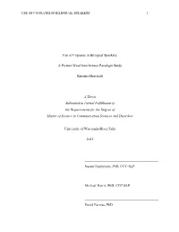 Use of Cognates in Bilingual Speakers: a Picture-Word