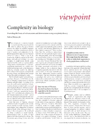 Viewpointviewpoint Complexity in Biology