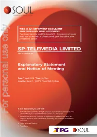 13569 SP Telemedia Explanatory Statement