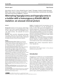 Alternating Hypoglycemia and Hyperglycemia in a Toddler with a Homozygous P.R1419H ABCC8 Mutation: an Unusual Clinical Picture