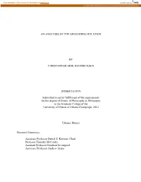 An Analysis of the Grounding Relation By