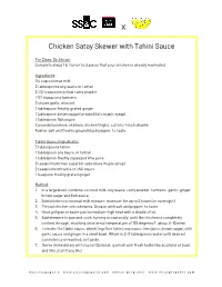 Chicken Satay Skewer with Tahini Sauce