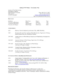 CV Andreas P. M. Weber