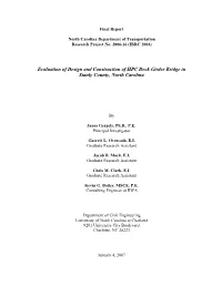 Evaluation of Design and Construction of HPC Deck Girder Bridge in Stanly County, North Carolina