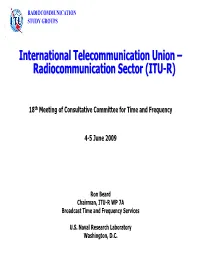 ITU-R RECOMMENDATIONS on UTC TIME SCALE