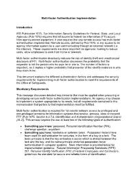 Multi-Factor Authentication Implementation Introduction IRS