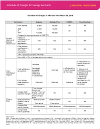 Schedule of Charges for Savings Accounts