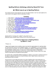 Spelling Reform Anthology Edited by Newell W. Tune §6. Which Way To