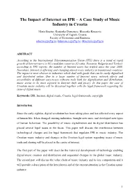 The Impact of Internet on IPR – a Case Study of Music Industry in Croatia