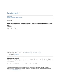 The Religion of the Justice: Does It Affect Constitutional Decision Making