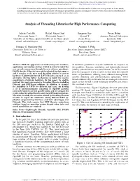 Analysis of Threading Libraries for High Performance Computing