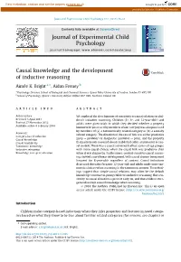 Causal Knowledge and the Development of Inductive Reasoning ⇑ Aimée K