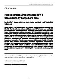 Chapter 6.4 Herpes Simplex Virus Enhances HIV-1 Transmission By