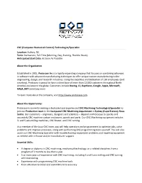 CNC (Computer Numerical Control) Technologist/Specialist Location