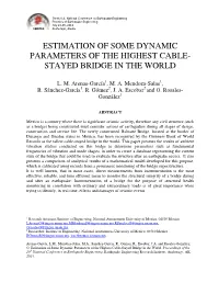 Estimation of Some Dynamic Parameters of the Highest Cable- Stayed Bridge in the World