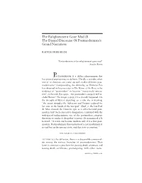 (I) the Dismal Discourse of Postmodernism's Grand Narratives