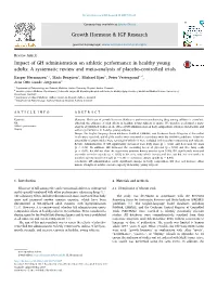 Impact of GH Administration on Athletic Performance in Healthy Young Adults: a Systematic Review and Meta-Analysis of Placebo-Controlled Trials MARK