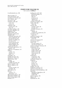 INDEX for VOLUME 52 (New Names in Boldface)