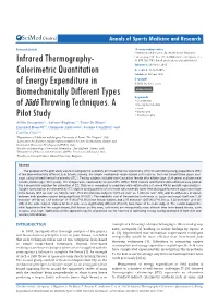 Infrared Thermography-Calorimetric Quantitation of Energy Expenditure in Biomechanically Different Types of Jūdō Throwing Techniques