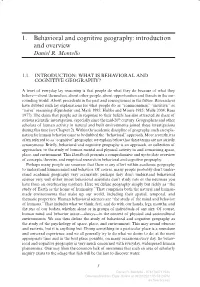 MONTELLO 9781784717537 PRINT (4Col).Indd 3 13/03/2018 15:21 4 Handbook of Behavioral and Cognitive Geography