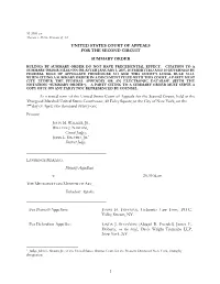 United States Court of Appeals for the Second Circuit Summary Order Rulings by Summary Order Do Not Have Precedential Effect