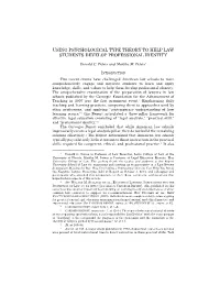 Using Psychological Type Theory to Help Law Students Develop Professional Identity