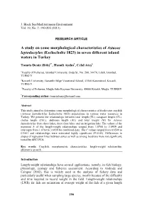 A Study on Some Morphological Characteristics of Astacus Leptodactylus (Eschscholtz 1823) in Seven Different Inland Waters in Turkey