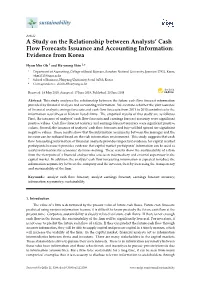 A Study on the Relationship Between Analysts' Cash Flow Forecasts