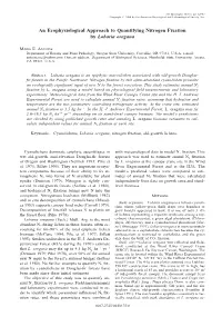 An Ecophysiological Approach to Quantifying Nitrogen Fixation by Lobaria Oregana