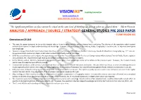 Analysis / Approach / Source / Strategy: General Studies Pre 2019 Paper - Team Vision Ias