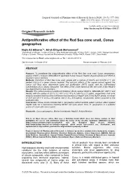 Antiproliferative Effect of the Red Sea Cone Snail, Conus Geographus