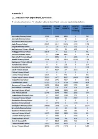 Appendix 2 2A. 2020/2021 PEF Expenditure, by School £