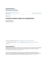 Canonical Correlation Analysis for Longitudinal Data
