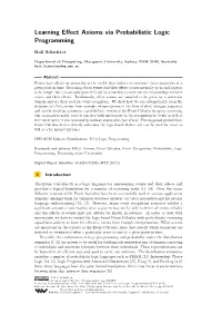Learning Effect Axioms Via Probabilistic Logic Programming