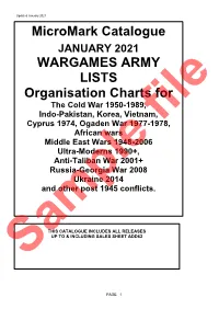 Micromark Catalogue WARGAMES ARMY LISTS Organisation Charts