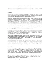 PHYTOSTEROLS, PHYTOSTANOLS and THEIR ESTERS Chemical and Technical Assessment