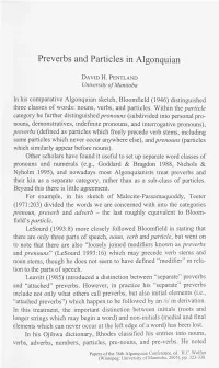 Preverbs and Particles in Algonquian