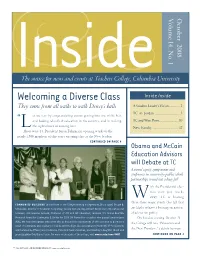 Welcoming a Diverse Class Inside Inside They Come from All Walks to Walk Dewey’S Halls a Student Leader’S Vision