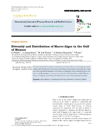 Diversity and Distribution of Macro-Algae in the Gulf of Mannar
