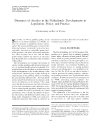 Dynamics of Arcades in the Netherlands: Developments in Legislation, Policy, and Practice