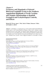 Frequency and Magnitude of Selected Historical Landslide Events in The