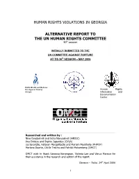 Human Rights Violations in Georgia Alternative Report to The