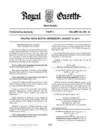 NS Royal Gazette Part I