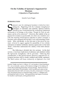 On the Validity of Spinoza's Proof for Monism