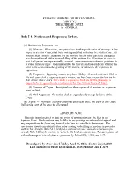 Rule 5:4. Motions and Responses; Orders
