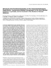 Structural and Functional Evolution of the Vasopressin/Oxytocin Superfamily