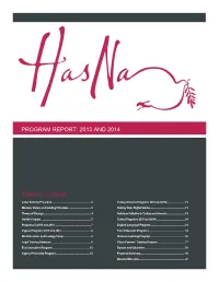 Table of Contents PROGRAM REPORT: 2013 and 2014