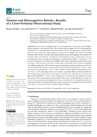 Tinnitus and Metacognitive Beliefs—Results of a Cross-Sectional Observational Study