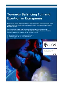 Towards Balancing Fun and Exertion in Exergames